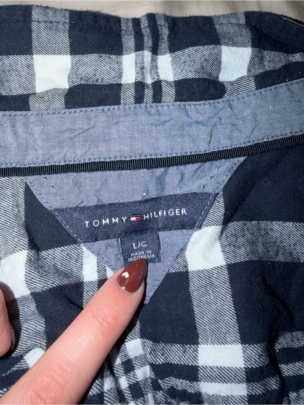 Tommy Hilfiger Navy & White Plaid Women’s Shirt